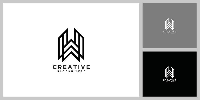 Letter w line logo design. Linear creative minimal monochrome monogram symbol