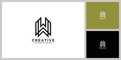 Letter w line logo design. Linear creative minimal monochrome monogram symbol vector