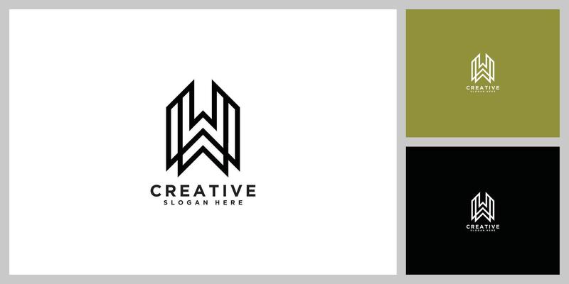 Letter w line logo design. Linear creative minimal monochrome monogram symbol