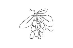 Continuous one line drawing of pile healthy organic goji berries for orchard logo identity. Fresh gojiberry fruitage concept for fruit garden icon. Single line draw design graphic illustration vector