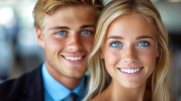 Man and Woman Smiling Together photo