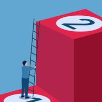 Man leaning ladder against beam number two, illustration for planning. vector