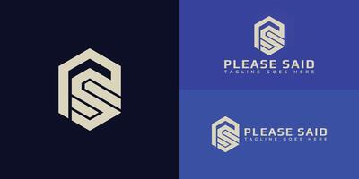 Abstract initial hexagon letters PS or SP logo in gold color isolated on multiple background colors. The logo is suitable for blogger business logo design inspiration templates. vector