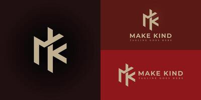 Abstract initial line letters MK or KM logo in luxury gold color isolated on multiple background colors. The logo is suitable for personal brand logo design inspiration templates. vector
