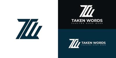 Abstract initial line letters TW or WT logo in deep blue color isolated on multiple background colors. The logo is suitable for freelance translator logo design inspiration templates. vector