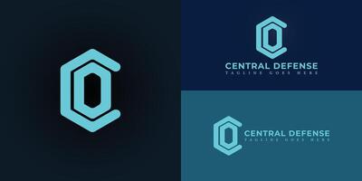 Abstract initial hexagon letters CD or DC logo in blue color isolated on multiple background colors. The logo is suitable for business and technology company logo design inspiration templates. vector