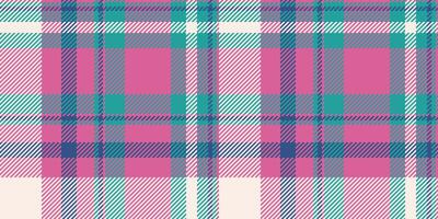 Geometry texture textile, satin fabric background tartan. Love pattern seamless plaid check in pink and teal colors. vector
