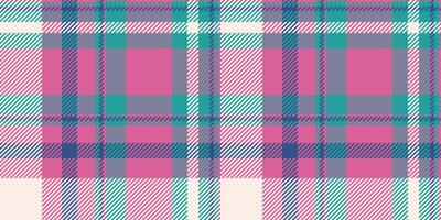 Geometry texture textile, satin fabric background tartan. Love pattern seamless plaid check in pink and teal colors. vector