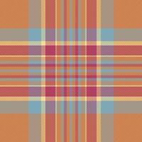 Screen pattern check background, mix plaid seamless. Wool textile fabric tartan texture in orange and red colors. vector