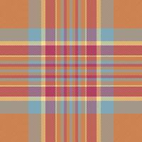 Screen pattern check background, mix plaid seamless. Wool textile fabric tartan texture in orange and red colors. vector