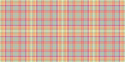Long fabric check textile, royal seamless plaid. Tee texture tartan pattern background in orange and cyan colors. vector