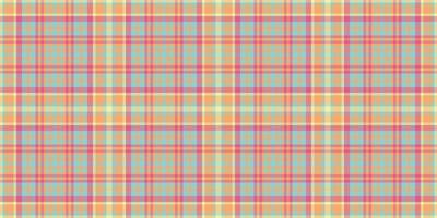 Long fabric check textile, royal seamless plaid. Tee texture tartan pattern background in orange and cyan colors. vector