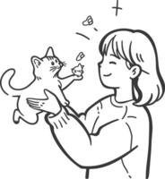 outline illustration for positive activities with pet black color only vector