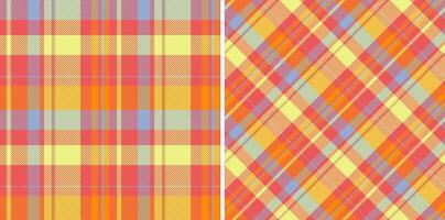 Texture background textile of tartan check plaid with a fabric seamless pattern. Set in rainbow colors. Buffalo fashion for a rustic look. vector