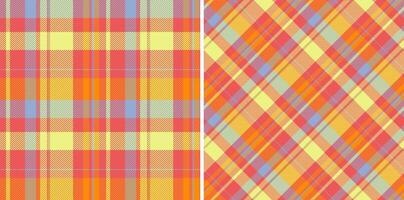 Texture background textile of tartan check plaid with a fabric seamless pattern. Set in rainbow colors. Buffalo fashion for a rustic look. vector