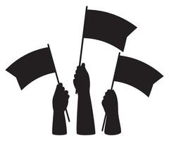Hands with flags. Isolated black silhouette hand drawing. vector