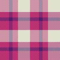 Fuzzy pattern seamless fabric, shop background check texture. Fade plaid tartan textile in pink and white colors. vector