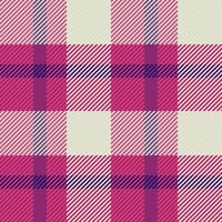 Fuzzy pattern seamless fabric, shop background check texture. Fade plaid tartan textile in pink and white colors. vector