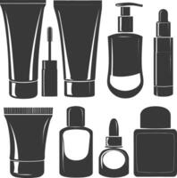 silueta contenedores para productos cosméticos negro color solamente vector