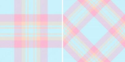 fabric check of tartan plaid seamless with a background texture pattern textile. Set in kids colors. Latest trends in modern everyday fashion prints. vector