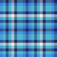 Sheet plaid seamless pattern, net check textile. Flowing tartan fabric background texture in blue and cyan colors. vector