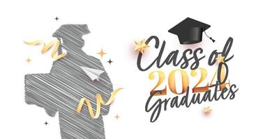 Class of 2024 graduation illustration template design vector