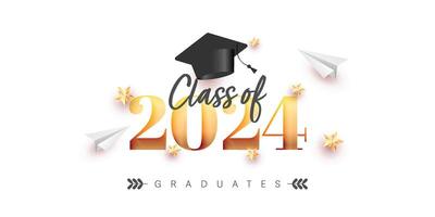 Class of 2024 graduation illustration template design vector