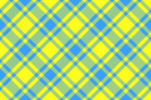 Painting plaid tartan pattern, madras textile check texture. Yuletide background seamless fabric in lime and yellow colors. vector