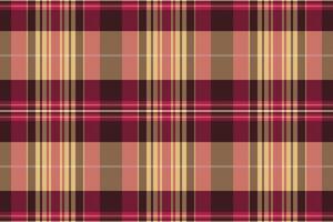 Christmas ornament check textile background, female seamless fabric texture. Gentle plaid pattern tartan in dark and amber colors. vector