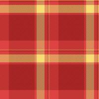 Popular background textile texture, lovely fabric check plaid. Tweed pattern seamless tartan in red and yellow colors. vector