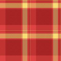 Popular background textile texture, lovely fabric check plaid. Tweed pattern seamless tartan in red and yellow colors. vector