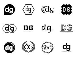 DG logo company template. Letter d and g logotype. Set different classic serif lettering and modern bold text with design elements. Initial font typography. vector