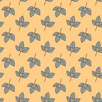 Hand drawn floral pattern design. Simple ornament with plant and leaf. vector