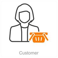 Customer and cart icon concept vector