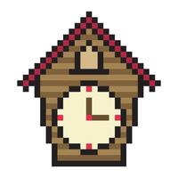 Cuckoo clock in pixel art style vector