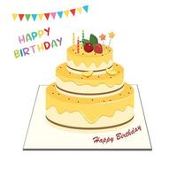 Birthday cake . Birthday party element. Flat in cartoon style isolated on white background. vector