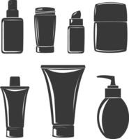 silueta contenedores para productos cosméticos negro color solamente vector