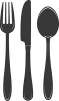 silhouette cutlery with fork spoon knife black color only vector