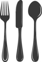 silhouette cutlery with fork spoon knife black color only vector