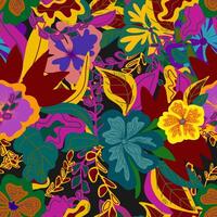 a colorful pattern with flowers and leaves vector