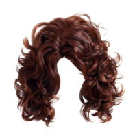 Hair wig with curly hair on transparent background png