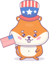 American hamster in hat. cartoon kawaii character animal png