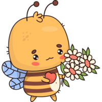 abelha com ramalhete do flores png