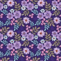 Beautiful blooming flowers on purple color background. vector