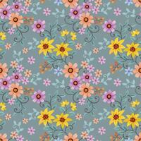 Colorful hand draw flowers seamless pattern. vector