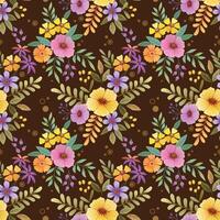 Beautiful blooming flowers on purple color background. vector