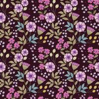 Beautiful blooming flowers on purple color background. vector