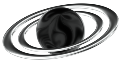 Planetary ring 3D Y2K Black Silver Metallic Chrome Illustration png