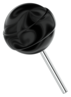 Lollipop candy 3D Y2K Black Silver Metallic Chrome Illustration png