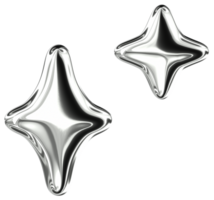 Stars 3D Y2K Silver Metallic Chrome Illustration png